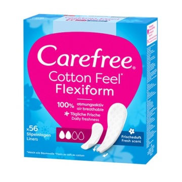 CAREFREE Cotton Feel Flexiform гигиенические прокладки неперфюмированные 56шт