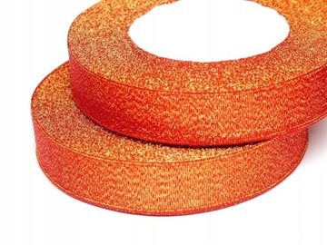 TB Tasiemka BROKATOWA 20mm 22M złota ruda czerwień