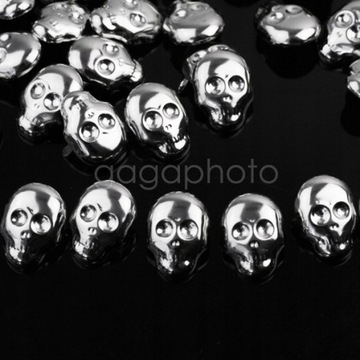 30 шт., серебряные заклепки с черепом, шпильки, стразы