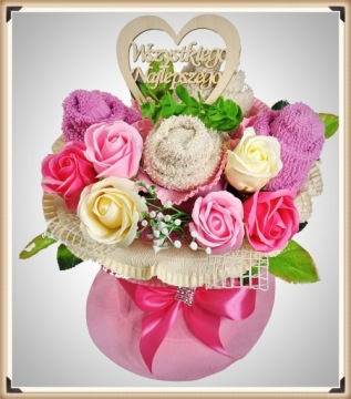 Букет полотенец ПОДАРОК ​​На День Рождения Именины Мыло розы полотенца 50х100см