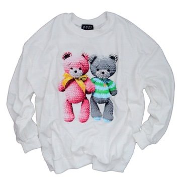 Włoska bluza dresowa oversize MIŚ TEDDY biała U