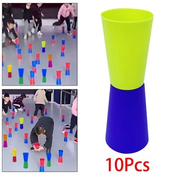 10x Kubki Flip Cups Trening zwinnościowy Shuttle Run Sensoryczny Zielony Ciemnoniebieski