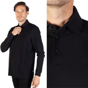 Wrangler REFINED POLO RealBlack REGULAR CZARNE POLO POLÓWKA DŁUGI RĘKAW L