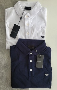 POLO koszulka EMPORIO ARMANI 44 XXL logo biały