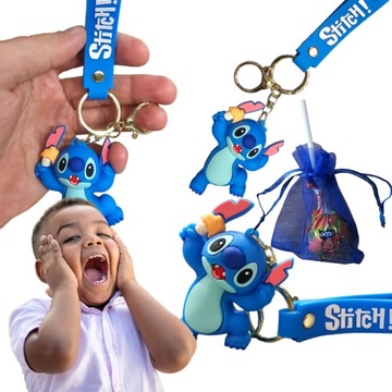 BRELOCZEK BRELOK DO KLUCZY PLECAKA STITCH Z LODEM ZAWIESZKA DLA DZIECI