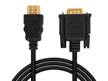 KABEL PRZEWÓD HDMI - VGA POZŁACANY 2 M HQ FULL HD WYSOKA JAKOŚĆ OBRAZU