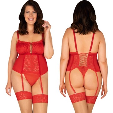 Obsessive Blossmina Gorset Plus Size Red 6XL/7XL