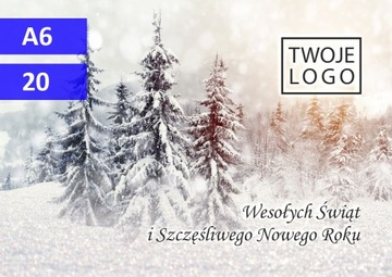 Kartki świąteczne z logo 20 szt. A5 składane do A6 + koperty KOLEKCJA