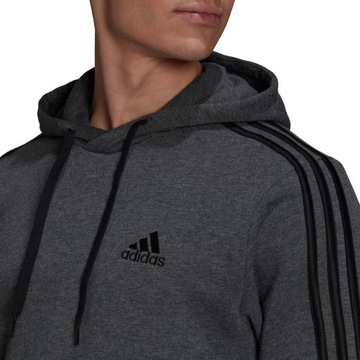 BLUZA MĘSKA ADIDAS ESSENTIALS FLEECE 3-STRIPES HOODIE CIEMNOSZARA r XL