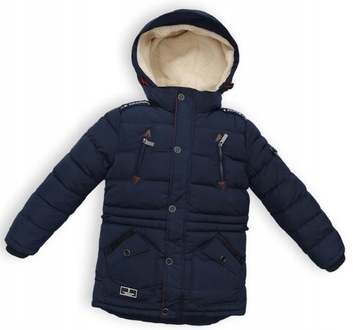 158 CIEPŁA GRUBA ZIMOWA PIKOWANA KURTKA CHŁOPIĘCA NA ŚNIEG ZIMĘ - JAKOŚĆ