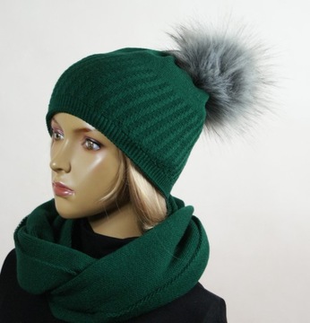 KOMPLET CZAPKA + KOMIN pompon # 40