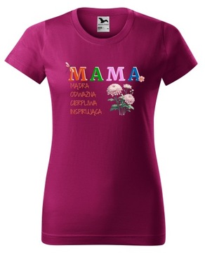 Koszulka PREZENT na DZIEŃ MAMY MATKI dla mamy t shirt BASIC134 fuksja red M