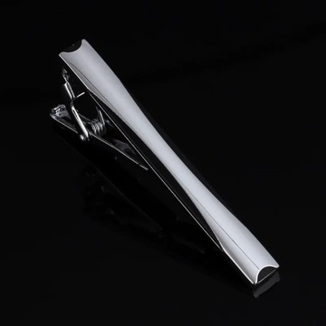 Mans Tie Clip Metal Simple Rectangle Black Drip