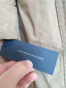 TOMMY HILFIGER PŁASZCZ PROCHOWIEC MĘSKI L KHAKI