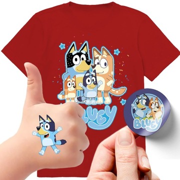 ZESTAW KOSZULKA + TATUAŻE NAKLEJKI BLUEY BLUE 152