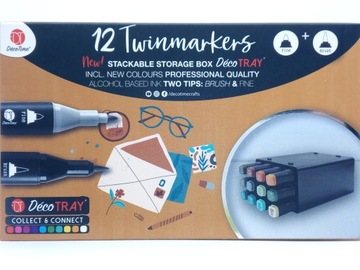 TWINMARKERY Dwustronne BOX 12 SZT Alkoholowe 104-GG9 ZIELONE ZÓŁW