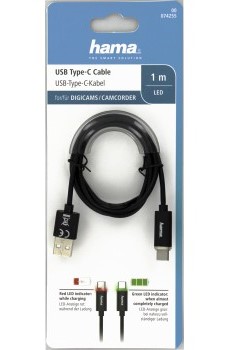 КАБЕЛЬ USB-USB-C со светодиодным дисплеем HAMA длиной 1 м