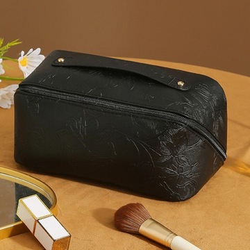 Косметичка с ручкой и отделением Портативная дорожная косметичка Черный