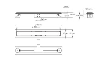 ODPŁYW LINIOWY POD PŁYTKĘ STAL 2w1 SYFON PRYSZNIC BRODZIK ENTERO 90 cm