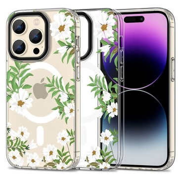 MAGSAFE - ETUI OBUDOWA W KWIATY CASE FUTERAŁ - DO IPHONE 15 PRO + SZKŁO