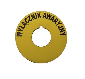 Etykieta tabliczka STOP AWARYJNY Wyłącznik bezpieczeństwa grzyb 22 mm