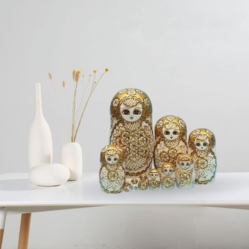 10 sztuk drewniana rosyjska lalka gniazdująca, ozdoba w kształcie