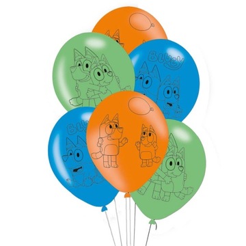 Balony lateksowe Bluey i Bingo 11cali 27,5cm 6szt