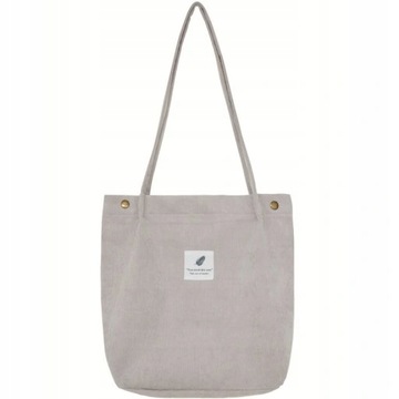 L345 TORBA Miejska Pojemna SZARA Sztruks Shopper