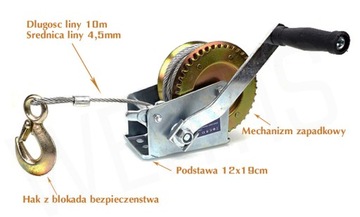 РУЧНАЯ ТРОСОВАЯ ЛЕБЕДКА 545 кг 1200 ФУНТОВ ЛЕБЕДКА РУЧНАЯ РУЧНАЯ ЛЕБЕДКА