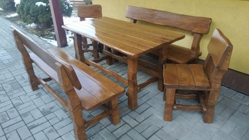 Meble biesiadne z litego drewna 120cm 6 osób