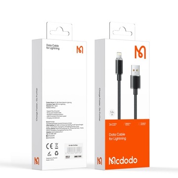 MCDODO ЗАРЯДНОЕ УСТРОЙСТВО LIGHTNING USB КАБЕЛЬ ДЛЯ IPHONE 11 12 13 14 PRO 1M ЧЕРНЫЙ