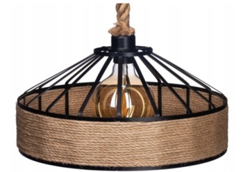 Lampa wisząca Boho metalowa z liną jutową 30cm