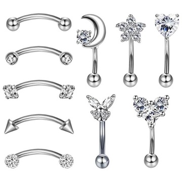 10 sztuk kolczyk w nosie brwi wargi szpilki kolczyk piercing kolczyki zestaw Street