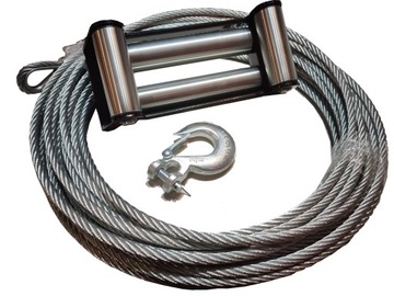 LINA STALOWA 25M DO WYCIĄGRAKI 2 + ROLKI + HAK 4X4