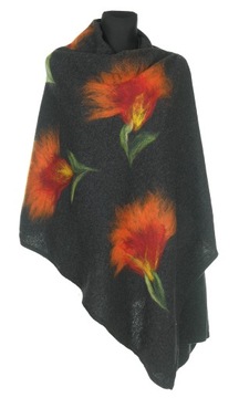 GLAMOUR SZAL Z HAFTEM RĘCZNYM 80 % LAMBSWOOL