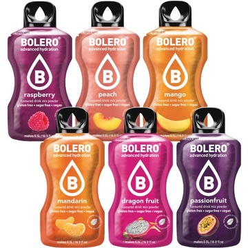 6x NAPÓJ BOLERO DRINK MIX SMAKÓW PROSZEK DO SATURATORA BEZ CUKRU