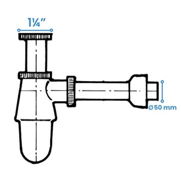 SINGLE-BASTER Сифон для мойки 50 мм Универсальный слив для мойки BOTTLE