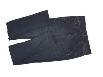 Legginsy Imitacja Jeans Ciepłe Leginsy Spodnie Damskie Grube Modne Getry
