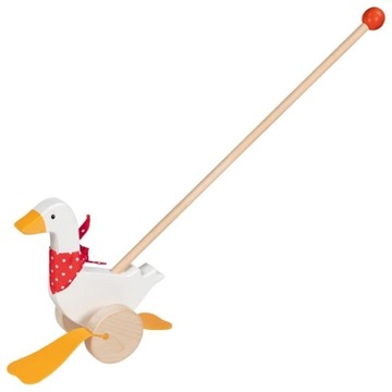 GĄSKA BERTA NA SPACER DO PCHANIA DREWNIANA GĘŚ PCHACZ NA KIJKU