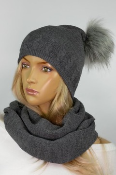 KOMPLET CZAPKA + KOMIN pompon # # 17