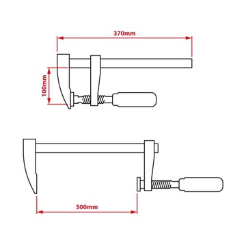 Струбцина столярная, струбцина винтовая, тип ручки ф 300х80 мм