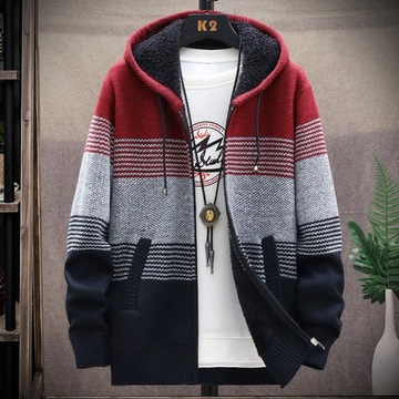 Cardigan Men Sweaters Coats Winter Fleece Knitted