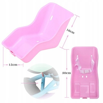 Кукольное сиденье для детского велосипеда с украшениями.