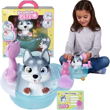 PAMPER PETZ PIESEK INTERAKTYWNY HUSKY PIJE SIKA Z WANIENKĄ PIELUSZKOWY GANG