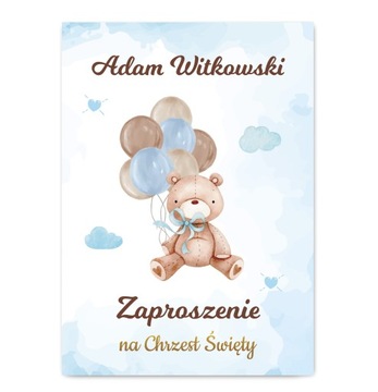 Zaproszenia na CHRZEST Święty Imię personalizacja