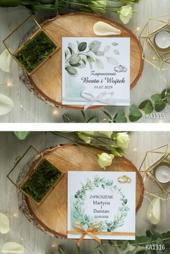Modne Zaproszenia ślubne weselne na ślub wesele PERSONALIZOWANE W48H