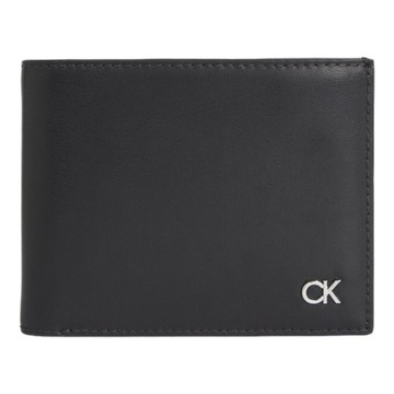 CALVIN KLEIN BEZPIECZNY PORTFEL MĘSKI METAL CK BIFOLD 5CC W/COIN CZARNY