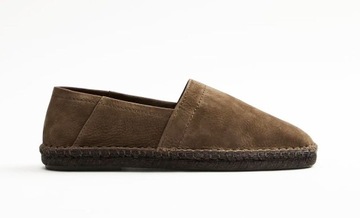 ZARA BRĄZOWE SKÓRZANE BUTY ESPADRYLE MOKASYNY 41