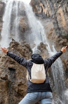 PLECAK BAWEŁNIANY 34x40 ecru 145g EKOLOGICZNY WorkoPlecak na BUTY TRENING