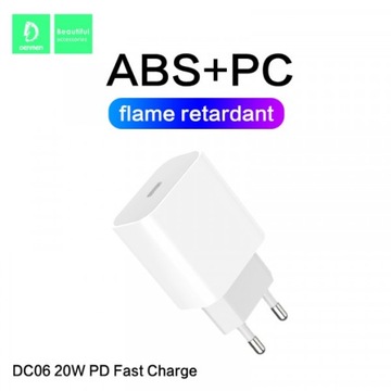 БЫСТРОЕ СЕТЕВОЕ ЗАРЯДНОЕ УСТРОЙСТВО CUB 20W + PD КАБЕЛЬ БЕЛАЯ ПОДСВЕТКА IPHONE